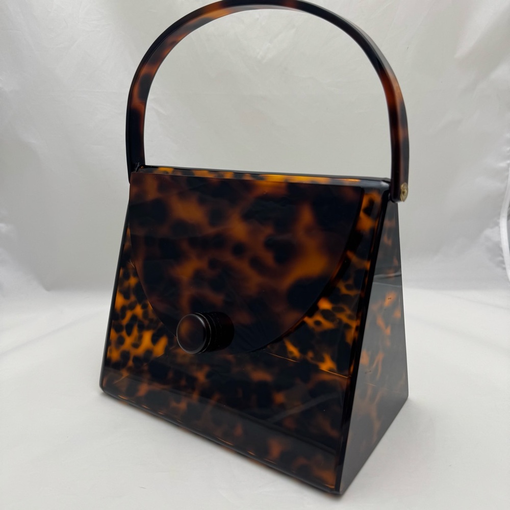 ✨ Rare Anthropologie Rae of Light Top Handle Acrylic Bag Tortoise Shell Purse - Picture 8 of 17